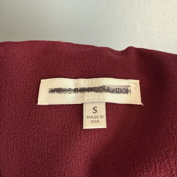 Dress the Population Alicia Mixed Media Midi Dress Burgundy Wine M - Picture 6 of 10